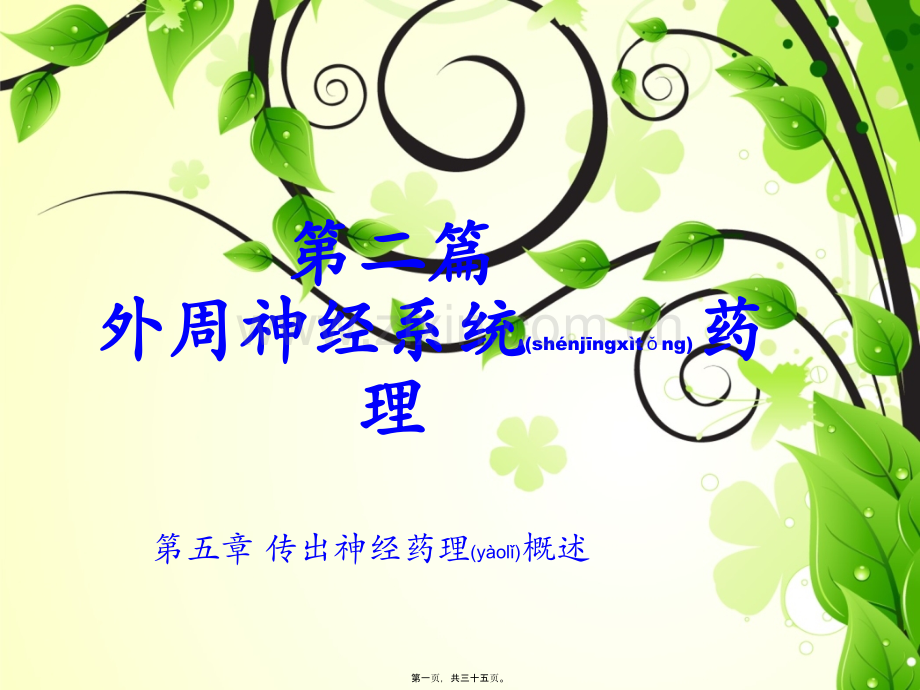 第五篇--传出神经药理概述.ppt_第1页