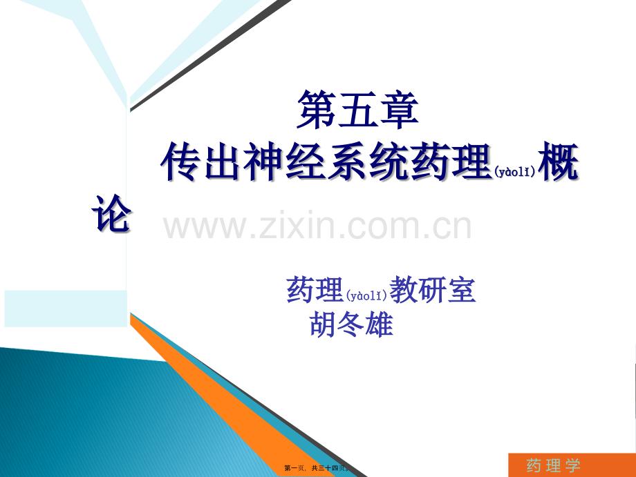 第五章-传出神经系统药理概论(胡冬雄).ppt_第1页