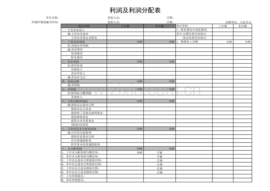 利润及利润分配表模板.xls_第1页