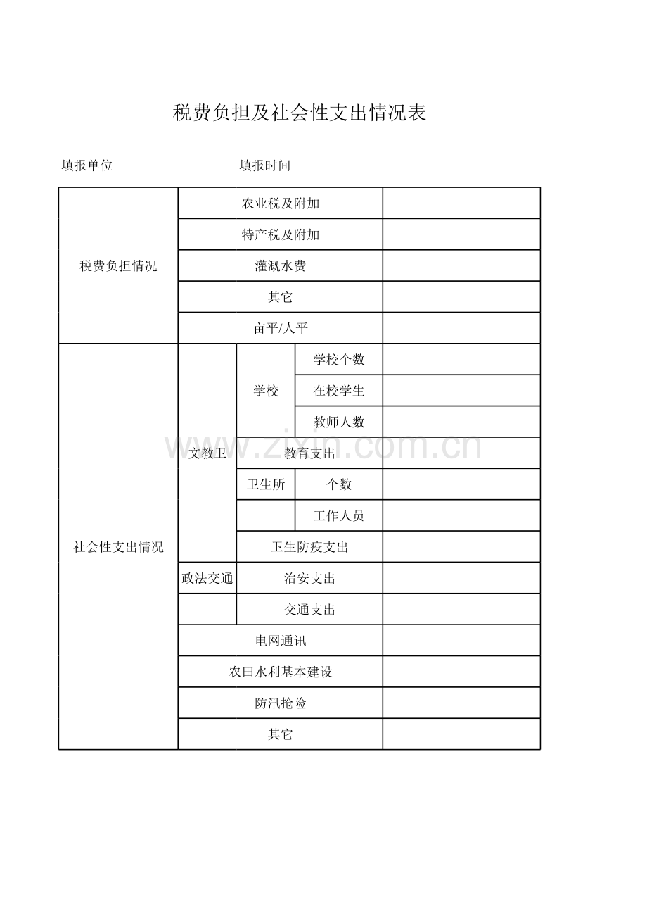 税费负担及社会性支出情况表模板.xls_第1页
