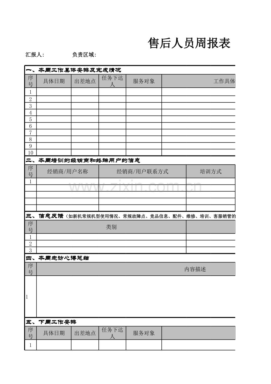 销售人员周报表模板.xls_第1页