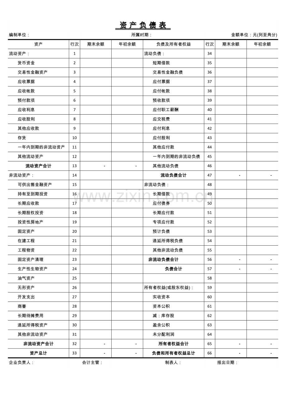 新财务报表样式模板.xls_第1页