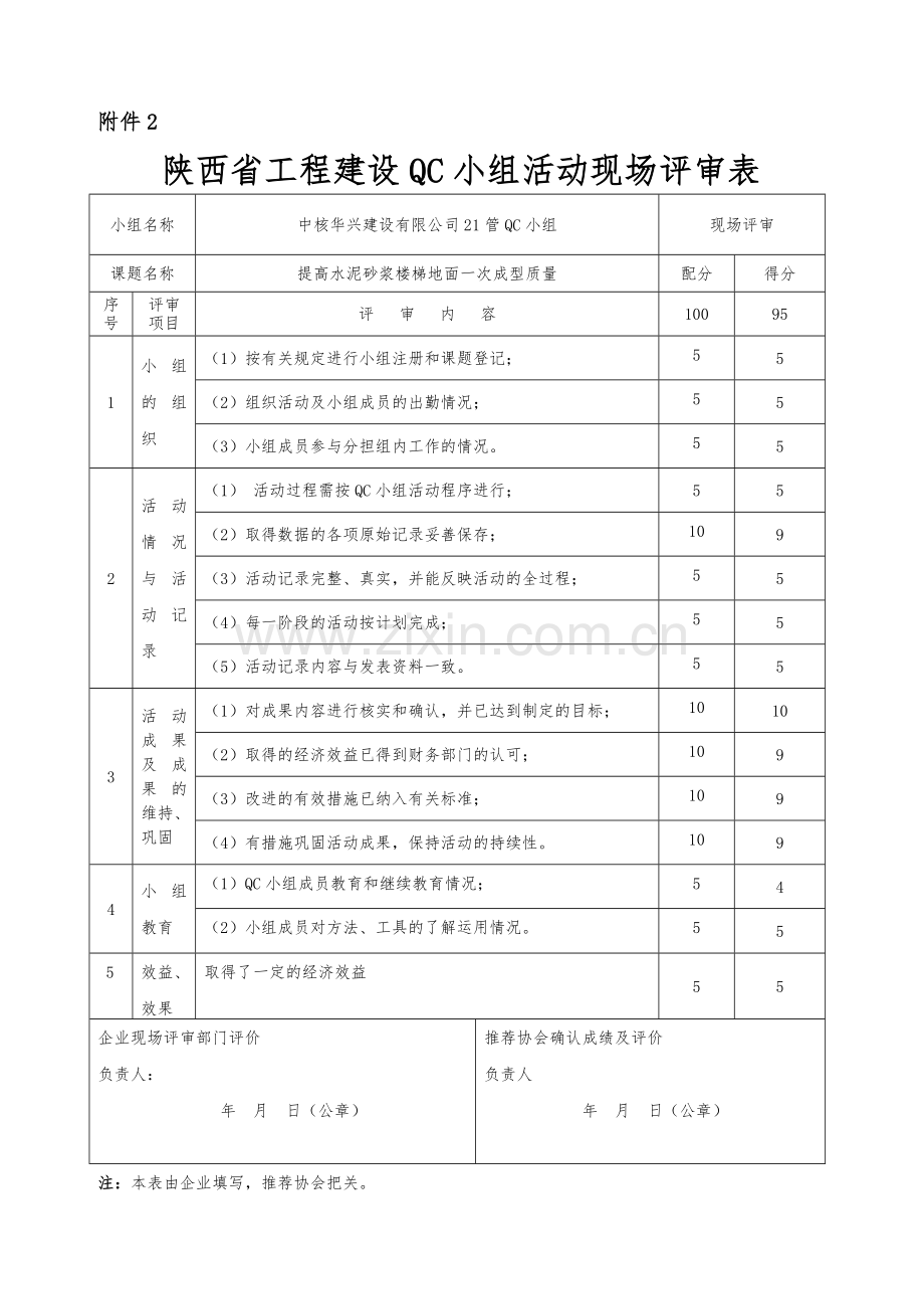 2--QC小组活动现场评审表.doc_第1页