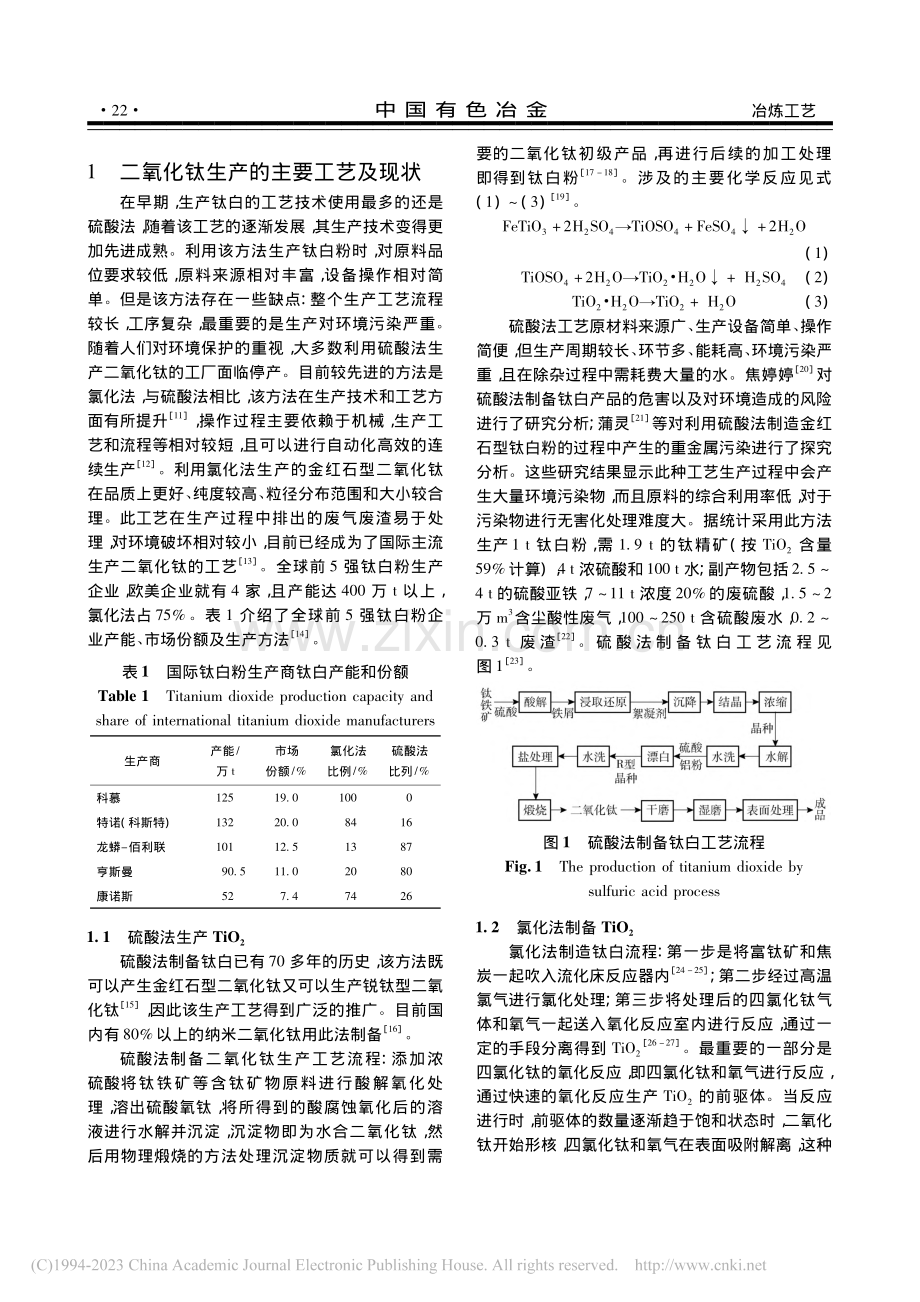 氯化法生产二氧化钛工艺现状及研究进展_徐倩.pdf_第2页