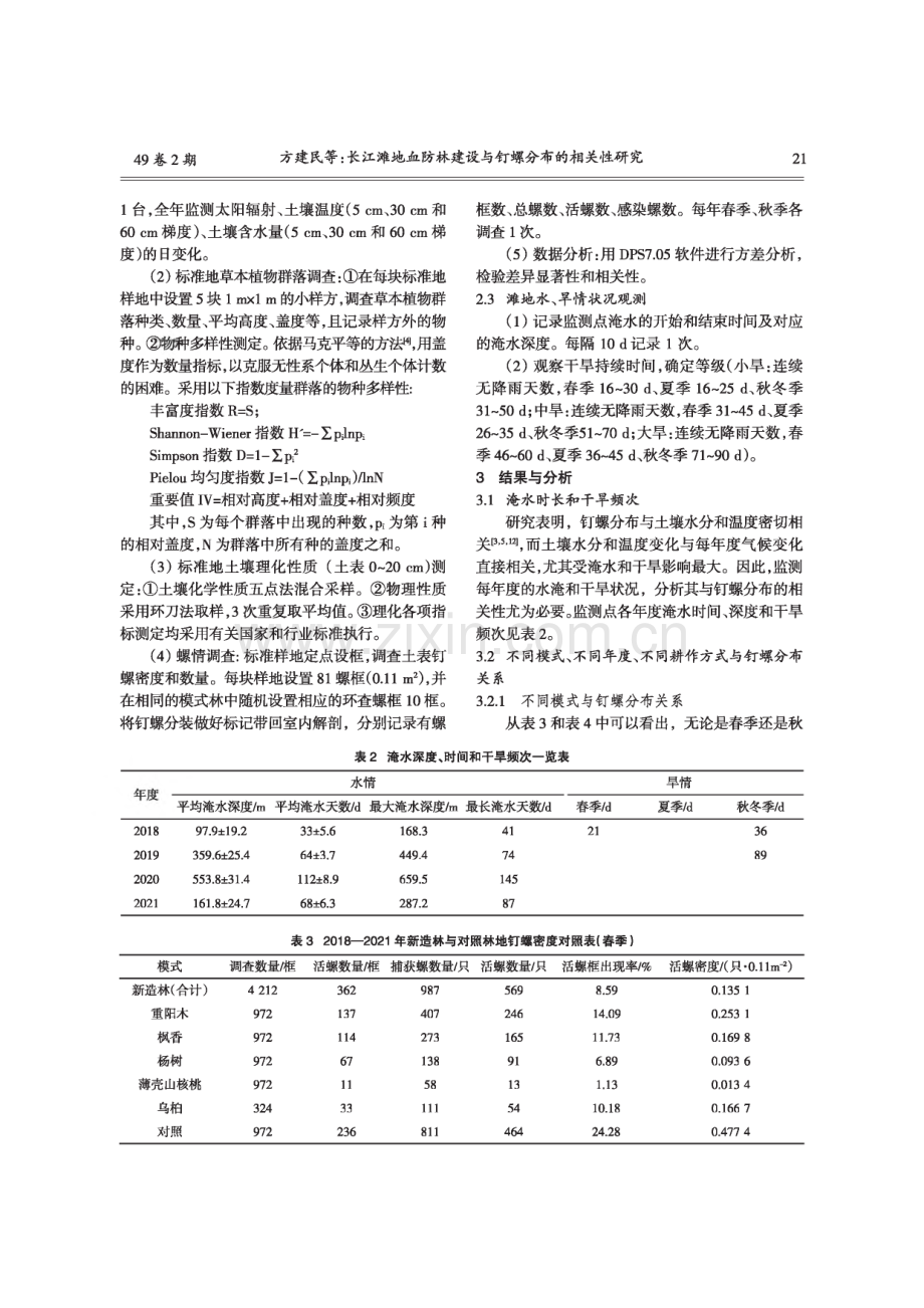 长江滩地血防林建设与钉螺分布的相关性研究.pdf_第3页