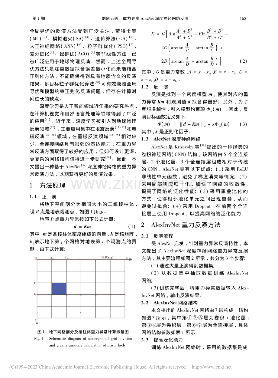 重力异常AlexNet深度神经网络反演_刘彩云.pdf_第2页