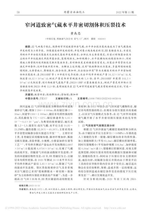 窄河道致密气藏水平井密切割体积压裂技术_黄禹忠.pdf