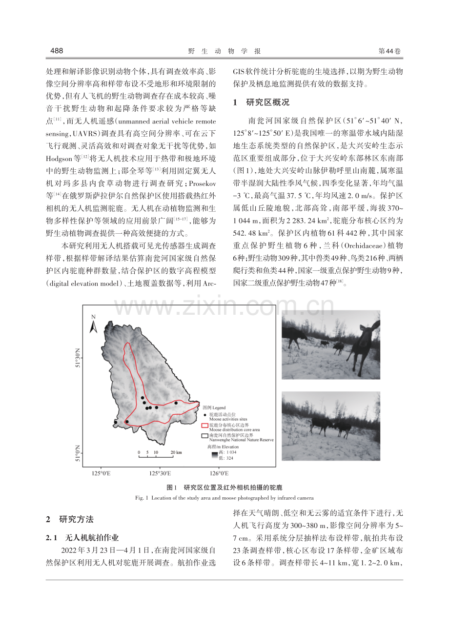 基于无人机遥感的黑龙江南瓮河国家级自然保护区驼鹿种群数量及空间分布调查.pdf_第3页