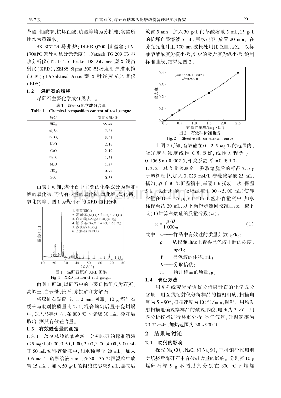 煤矸石钠基活化焙烧制备硅肥实验探究.pdf_第2页
