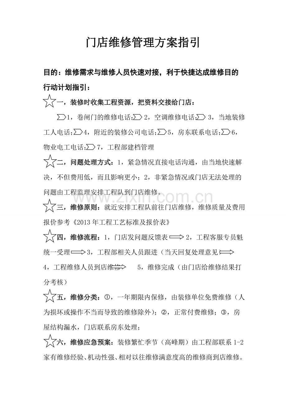 服装店维修管理方案指引.doc_第1页