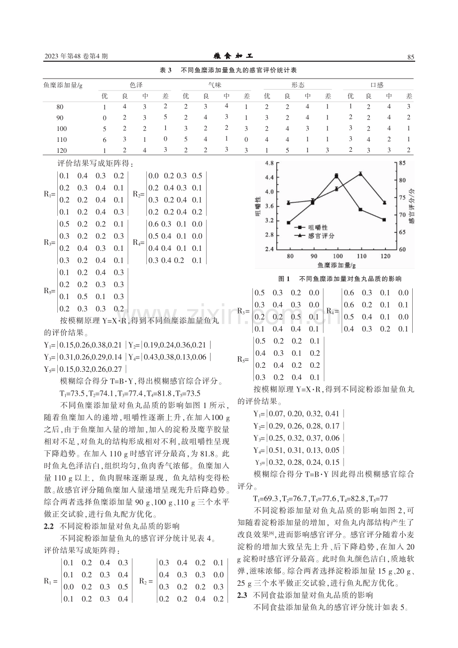 模糊数学法优化小麦淀粉鱼丸的配方.pdf_第3页
