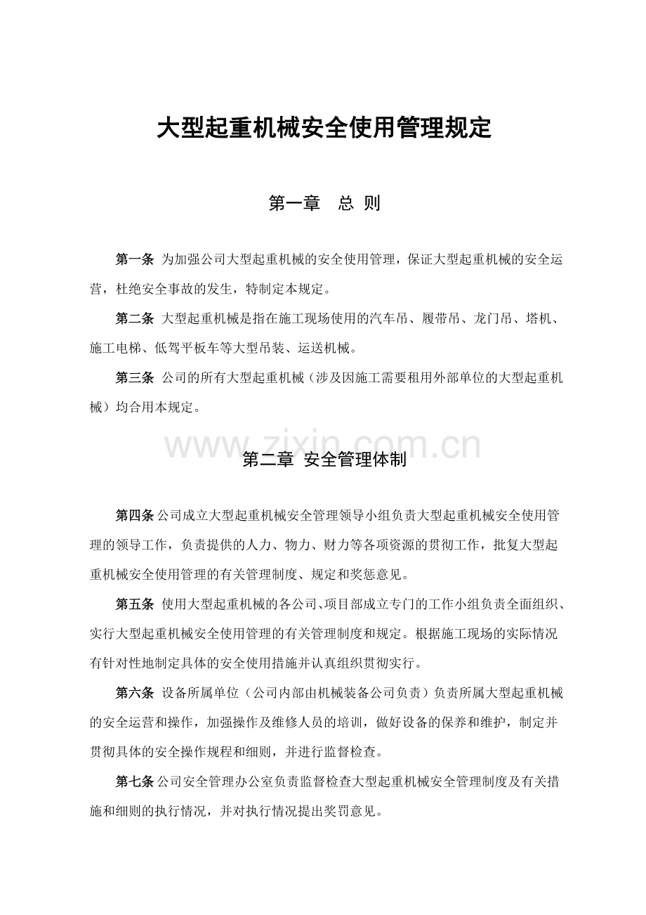 大型起重机械安全使用管理规定.doc_第1页