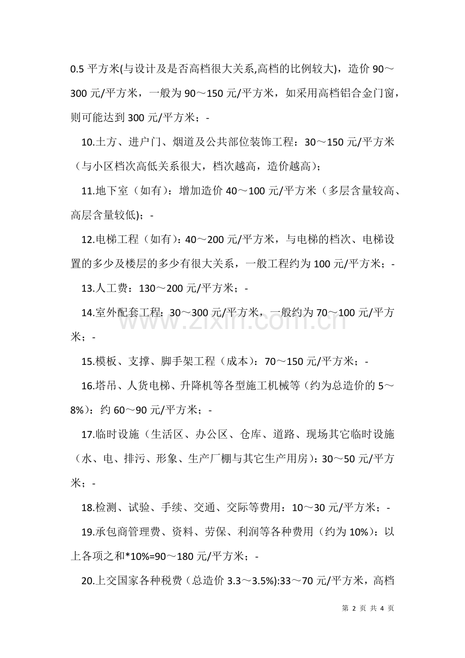 2021年你知道每平米住房的建筑成本吗.docx_第2页