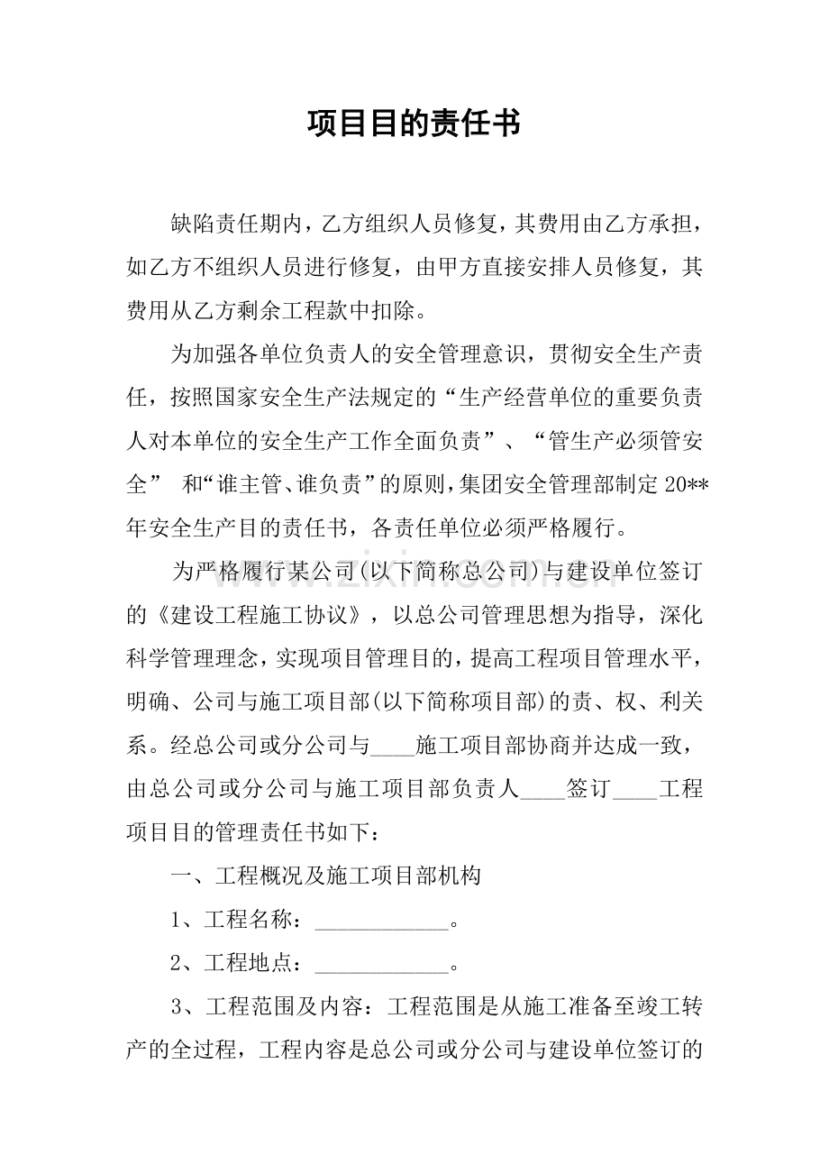 项目目标责任书.doc_第1页
