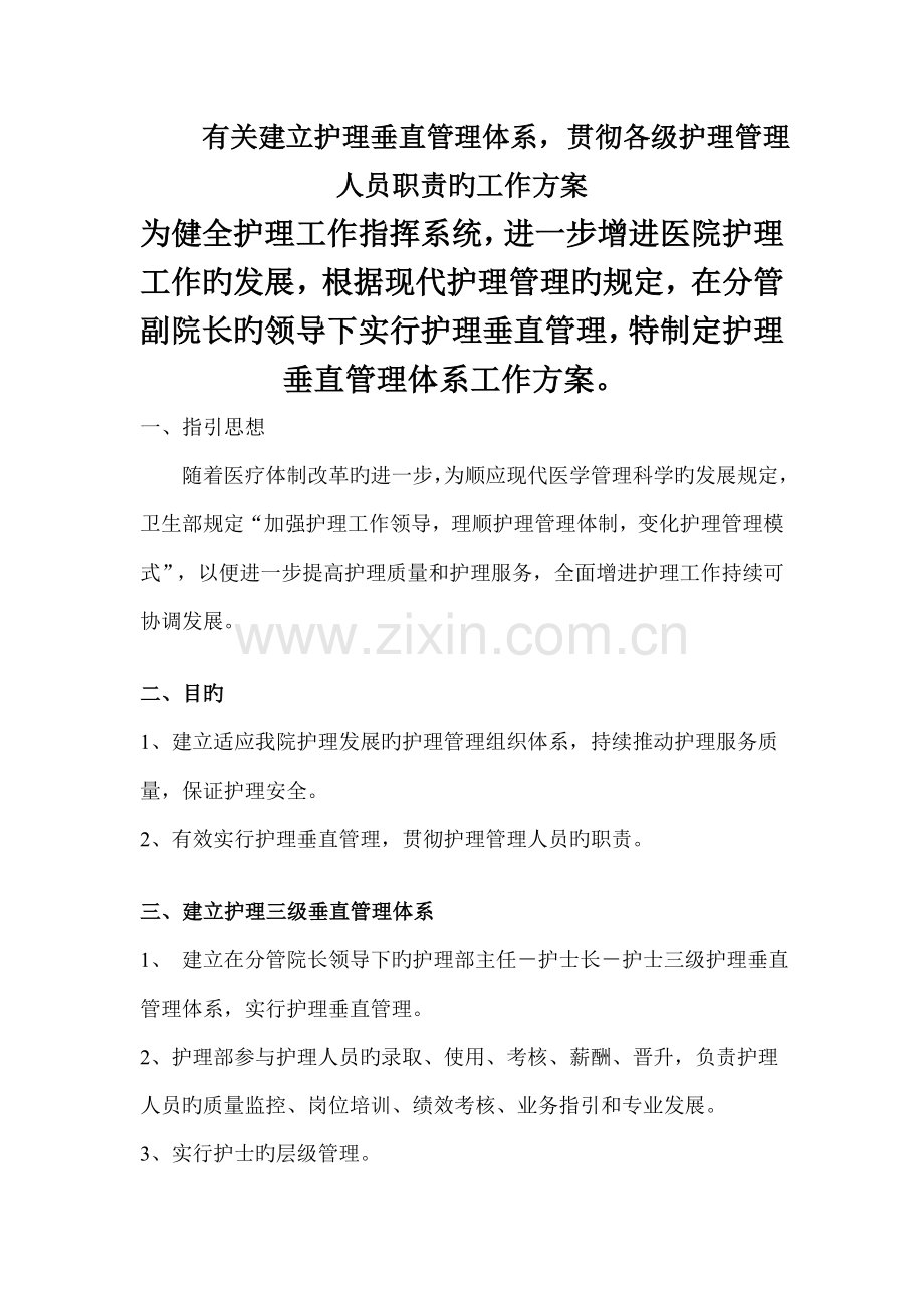 护理垂直管理体系工作方案.doc_第1页