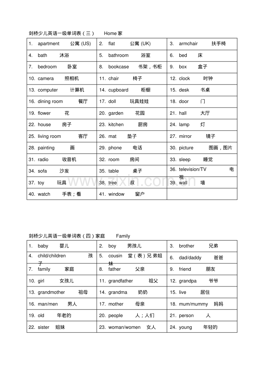 剑桥少儿英语一级单词表.pdf.pdf_第2页