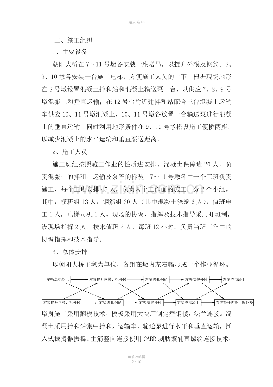 朝阳大桥高墩翻模施工方案组织设计.doc_第2页