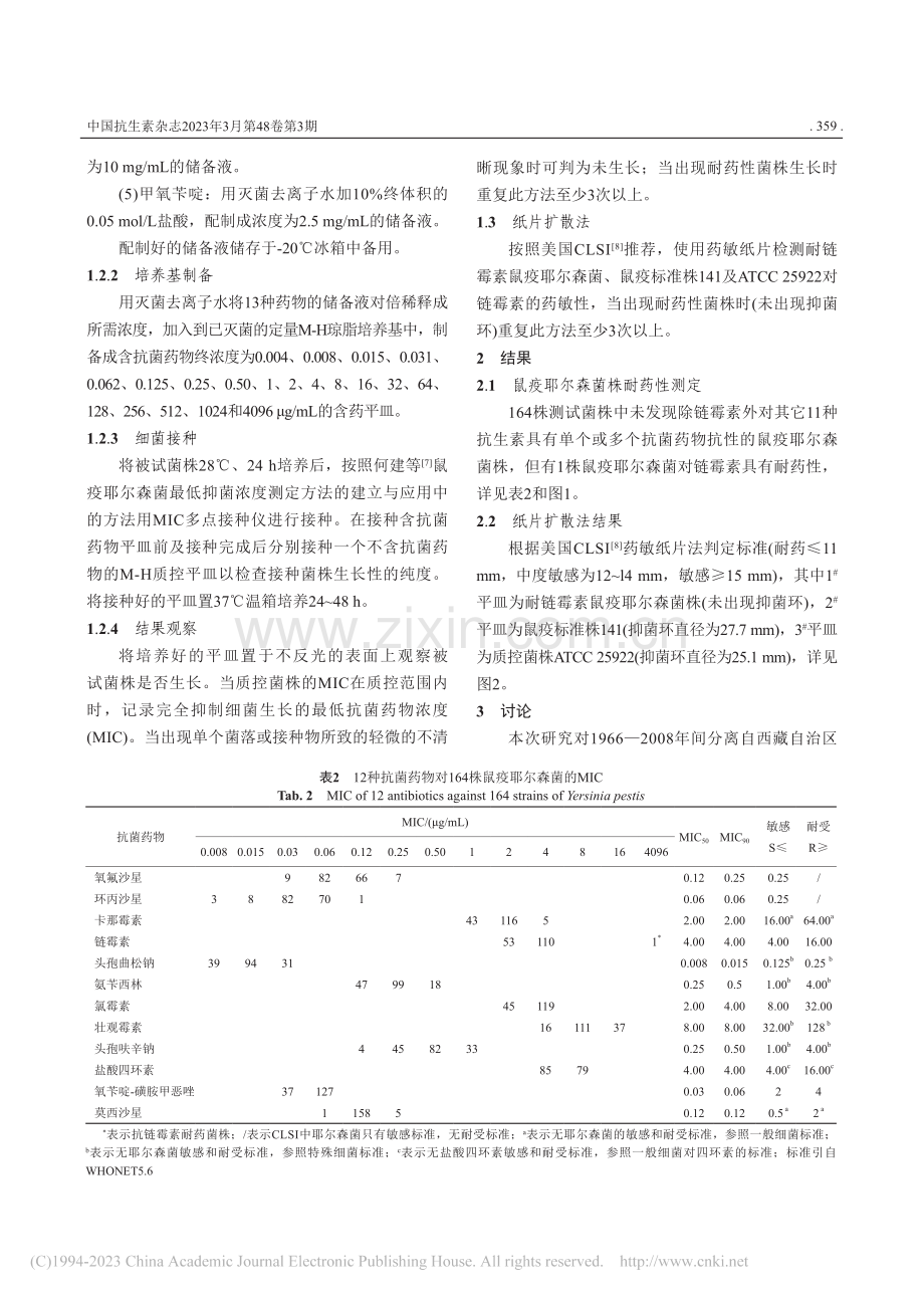 西藏自治区鼠疫自然疫源地鼠...菌最低抑菌浓度的测定及研究_杨晓艳.pdf_第3页