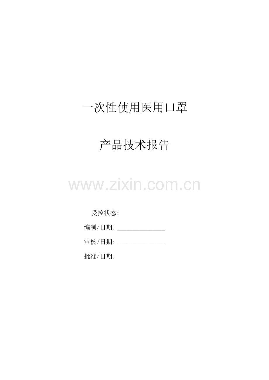 一次性使用医用口罩产品技术报告.docx_第1页