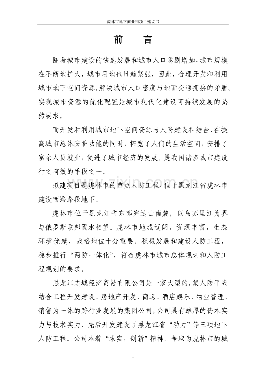城市地下商业街项目申请立项可研报告.doc_第1页
