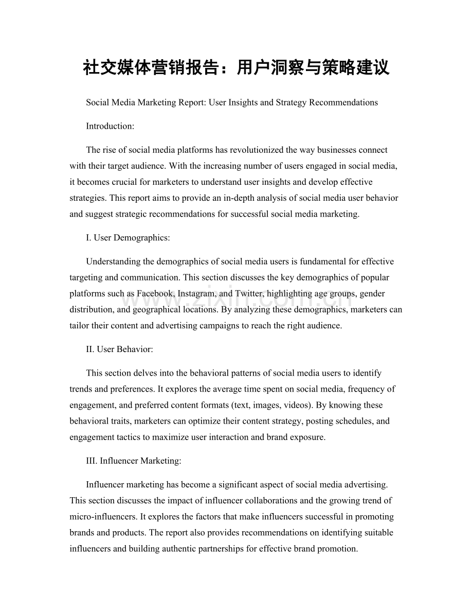 社交媒体营销报告：用户洞察与策略建议.docx_第1页