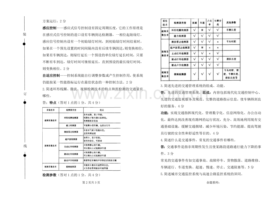 智能交通系统试卷-A卷参考答案及评分标准.doc_第2页