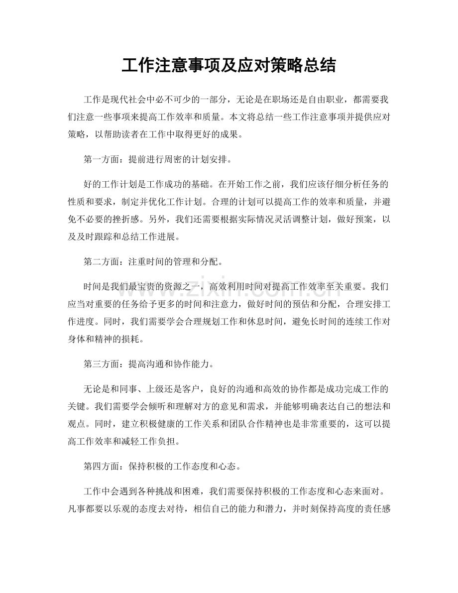 工作注意事项及应对策略总结.docx_第1页