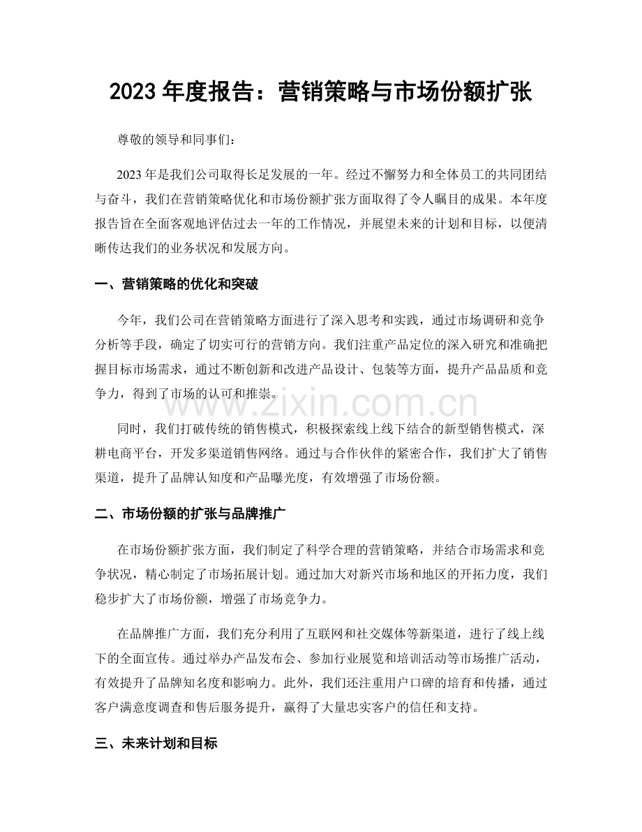 2023年度报告：营销策略与市场份额扩张.docx_第1页