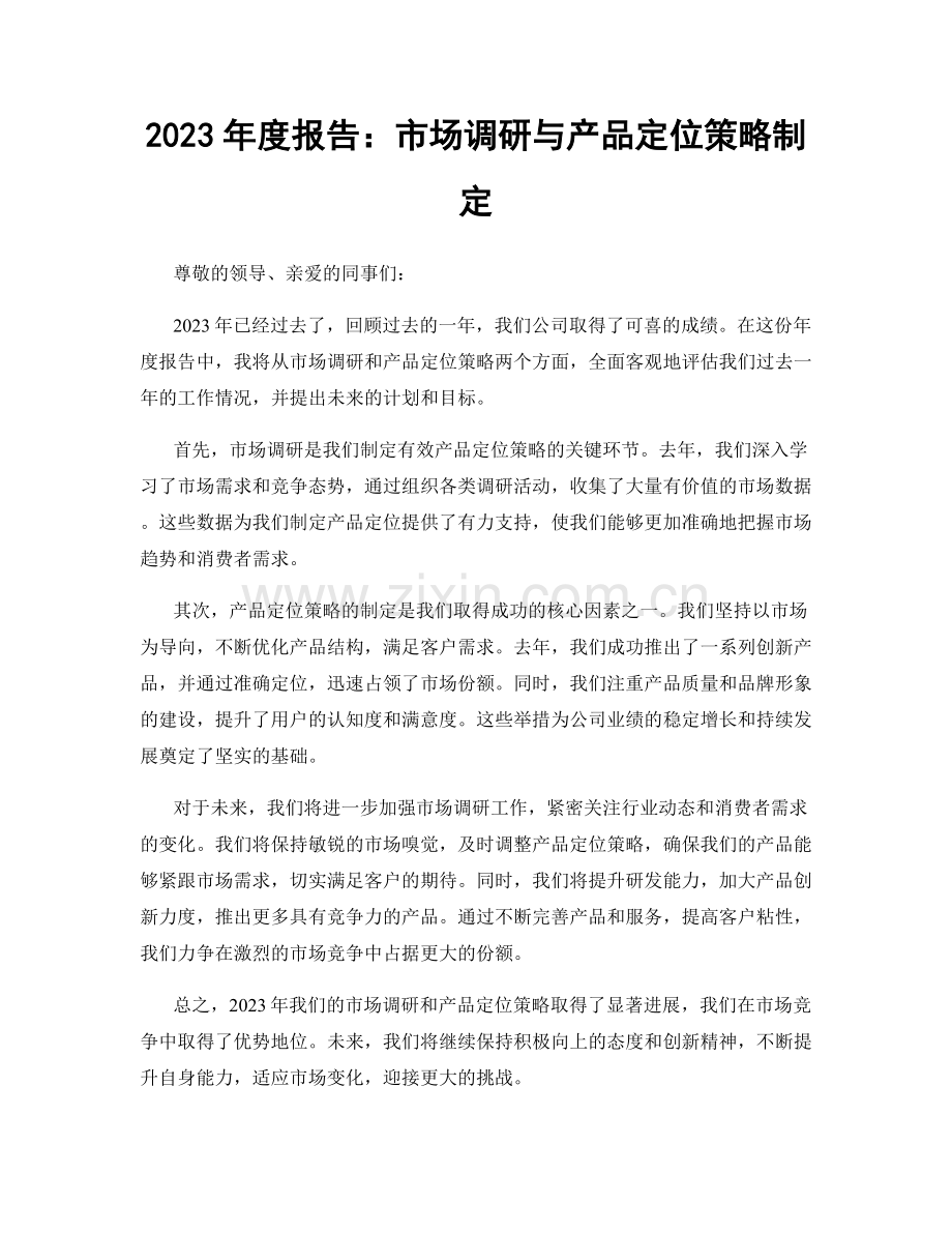 2023年度报告：市场调研与产品定位策略制定.docx_第1页