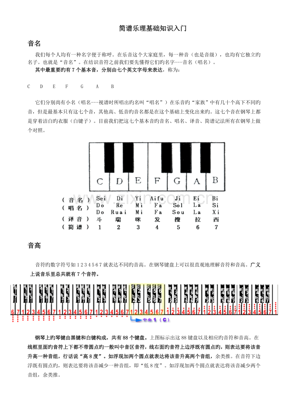 简谱乐理基础知识入门.doc_第1页