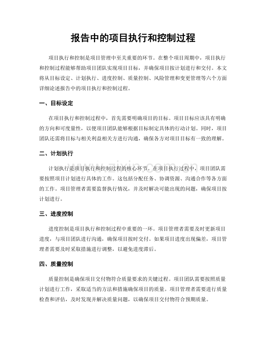 报告中的项目执行和控制过程.docx_第1页