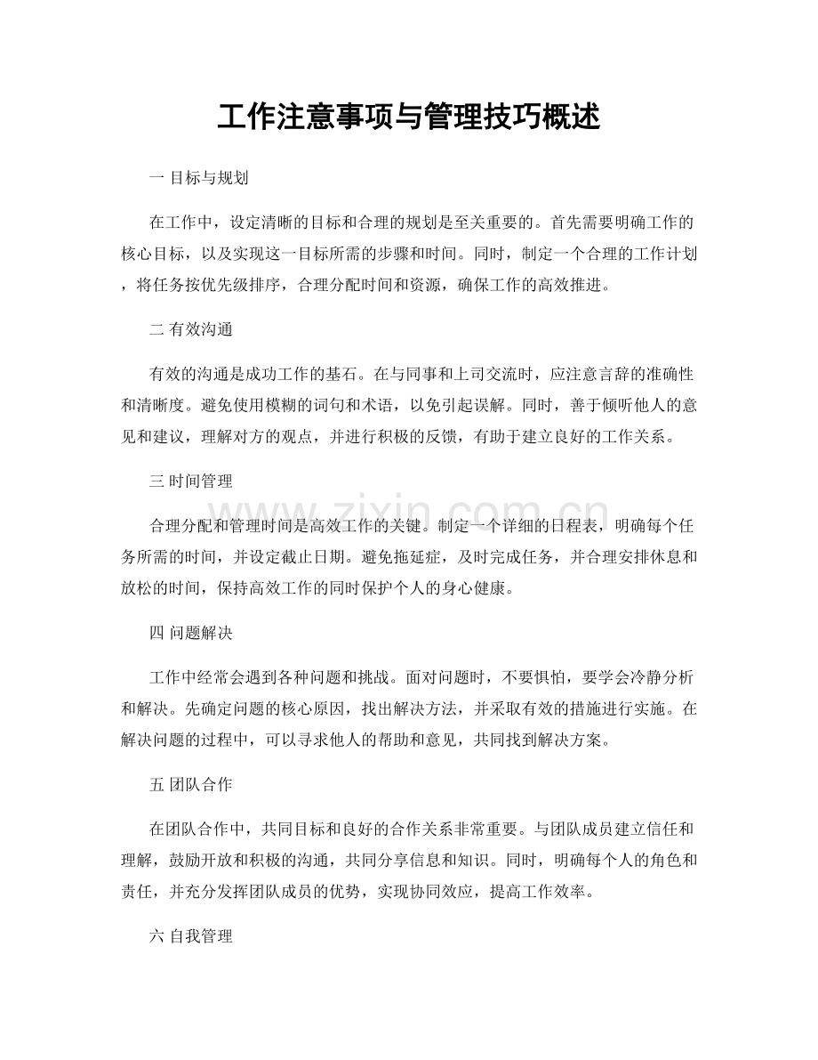 工作注意事项与管理技巧概述.docx_第1页