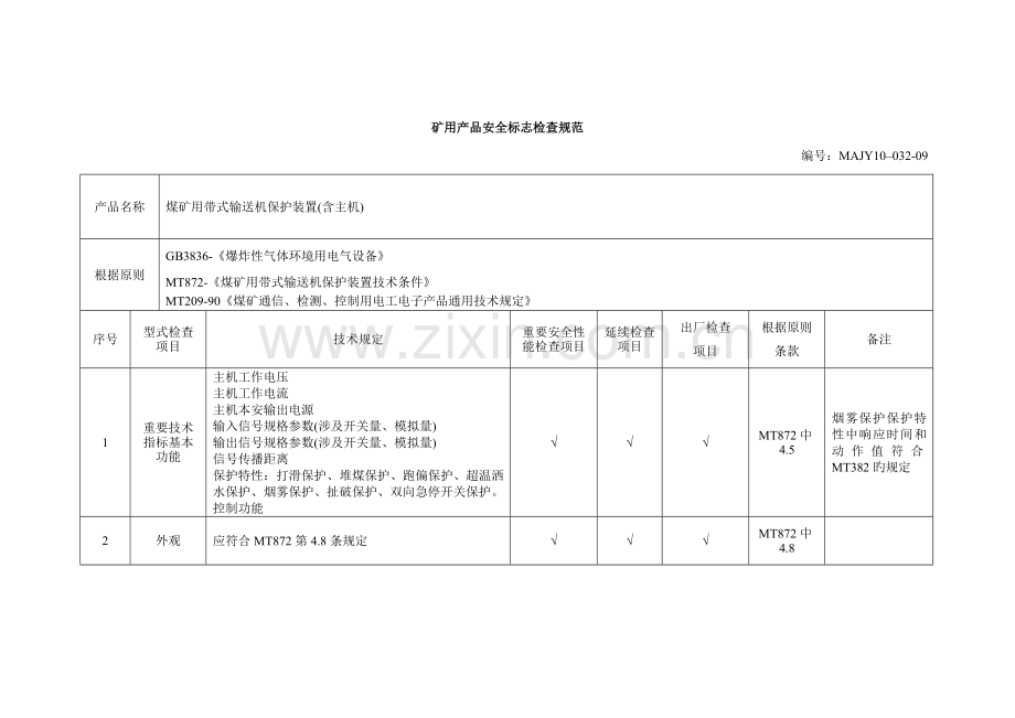 矿用产品安全标志检验规范(保护装置(含主机)).docx_第1页