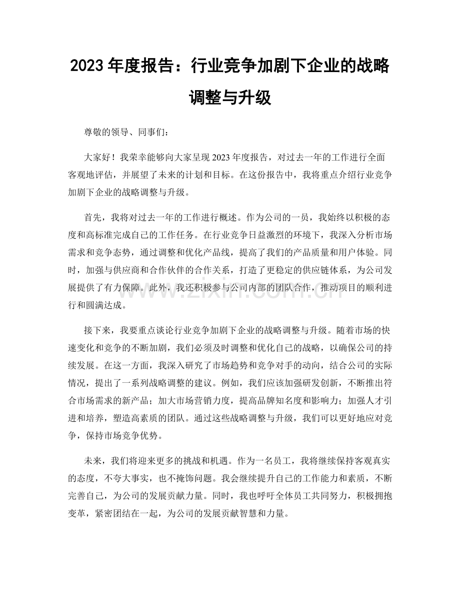 2023年度报告：行业竞争加剧下企业的战略调整与升级.docx_第1页