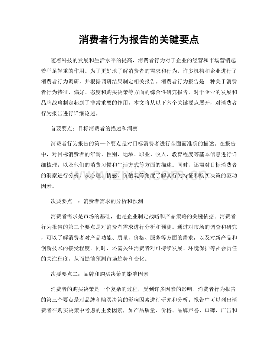 消费者行为报告的关键要点.docx_第1页