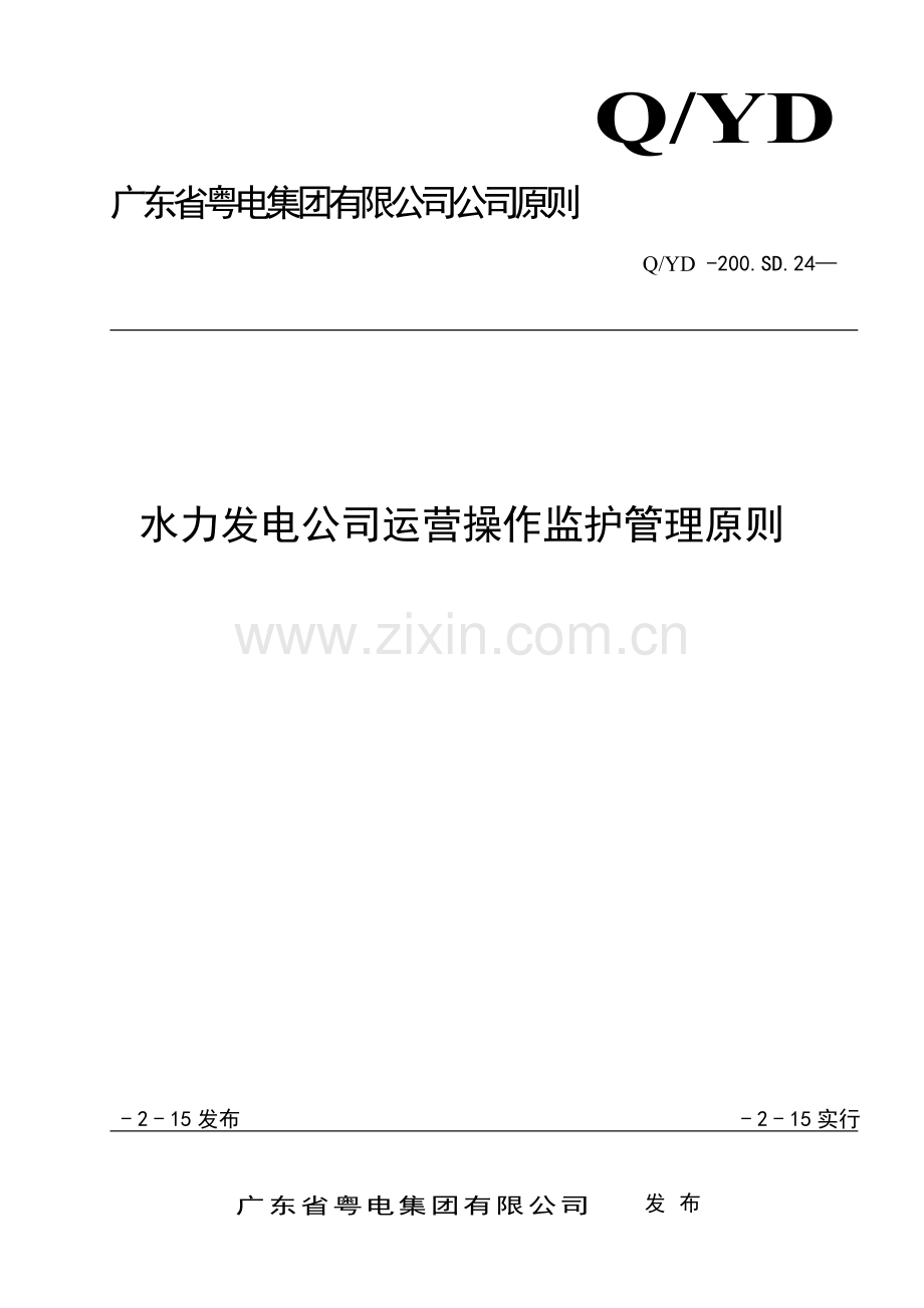 水力发电企业运行操作监护管理标准.doc_第1页