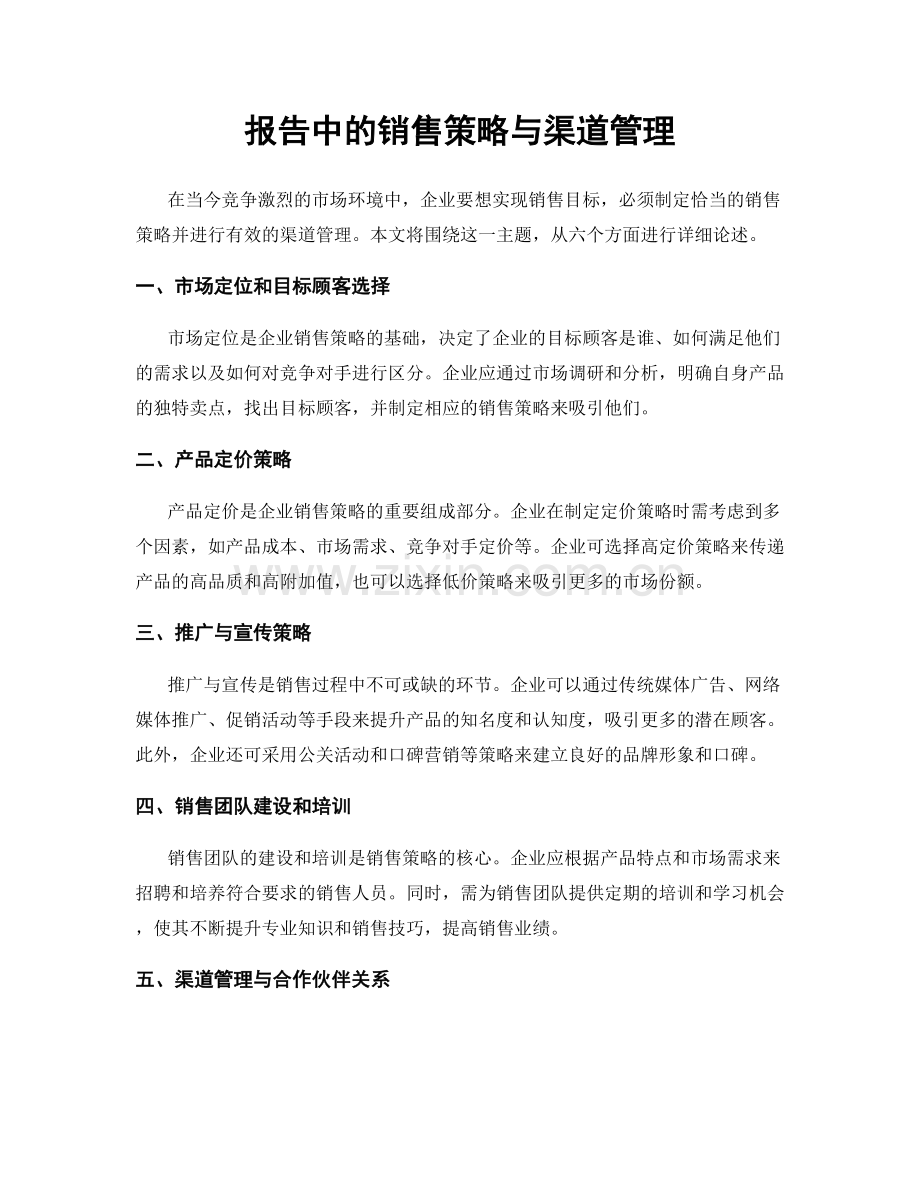报告中的销售策略与渠道管理.docx_第1页