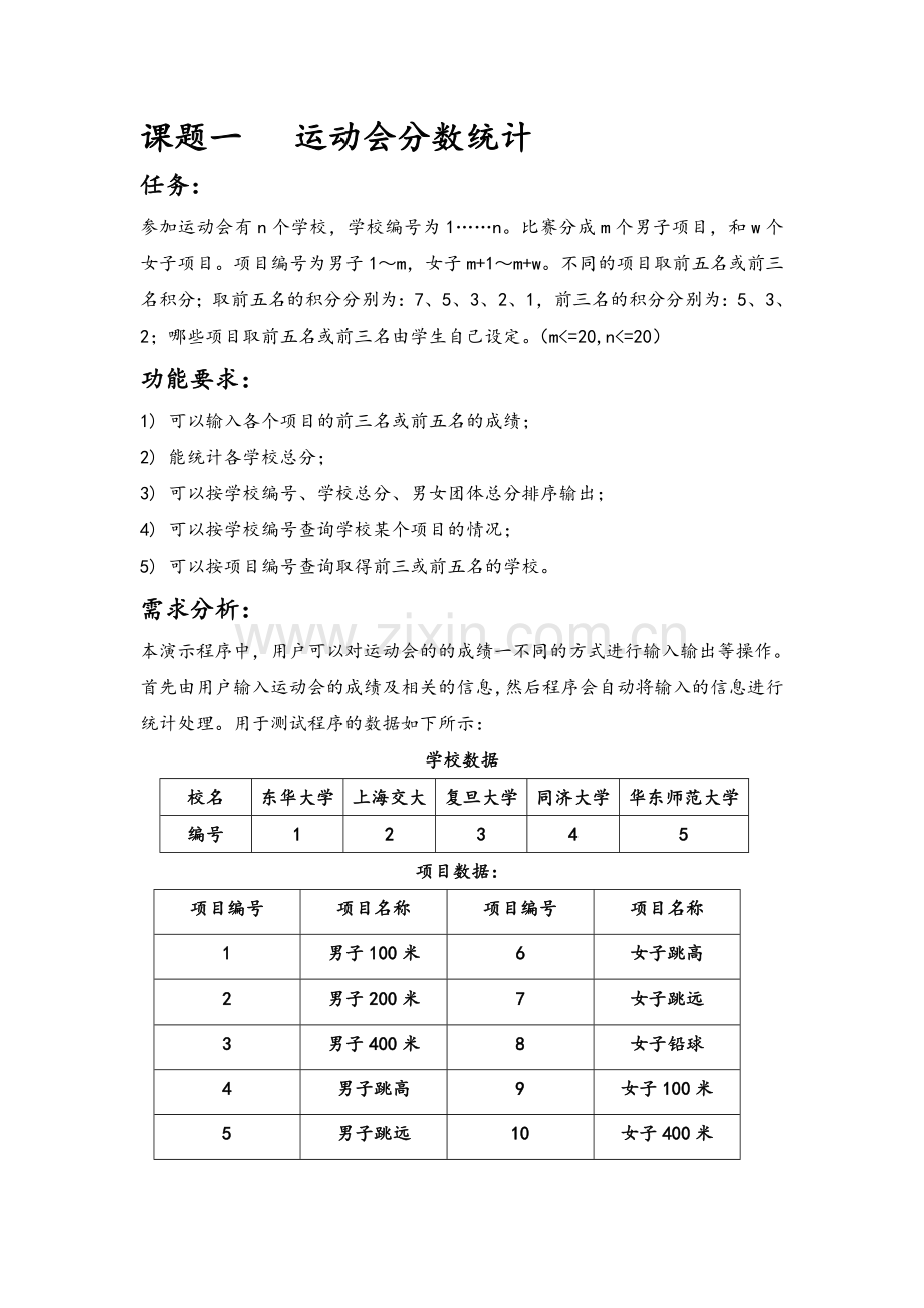 数据结构课程设计报告--运动会分数统计.doc_第2页