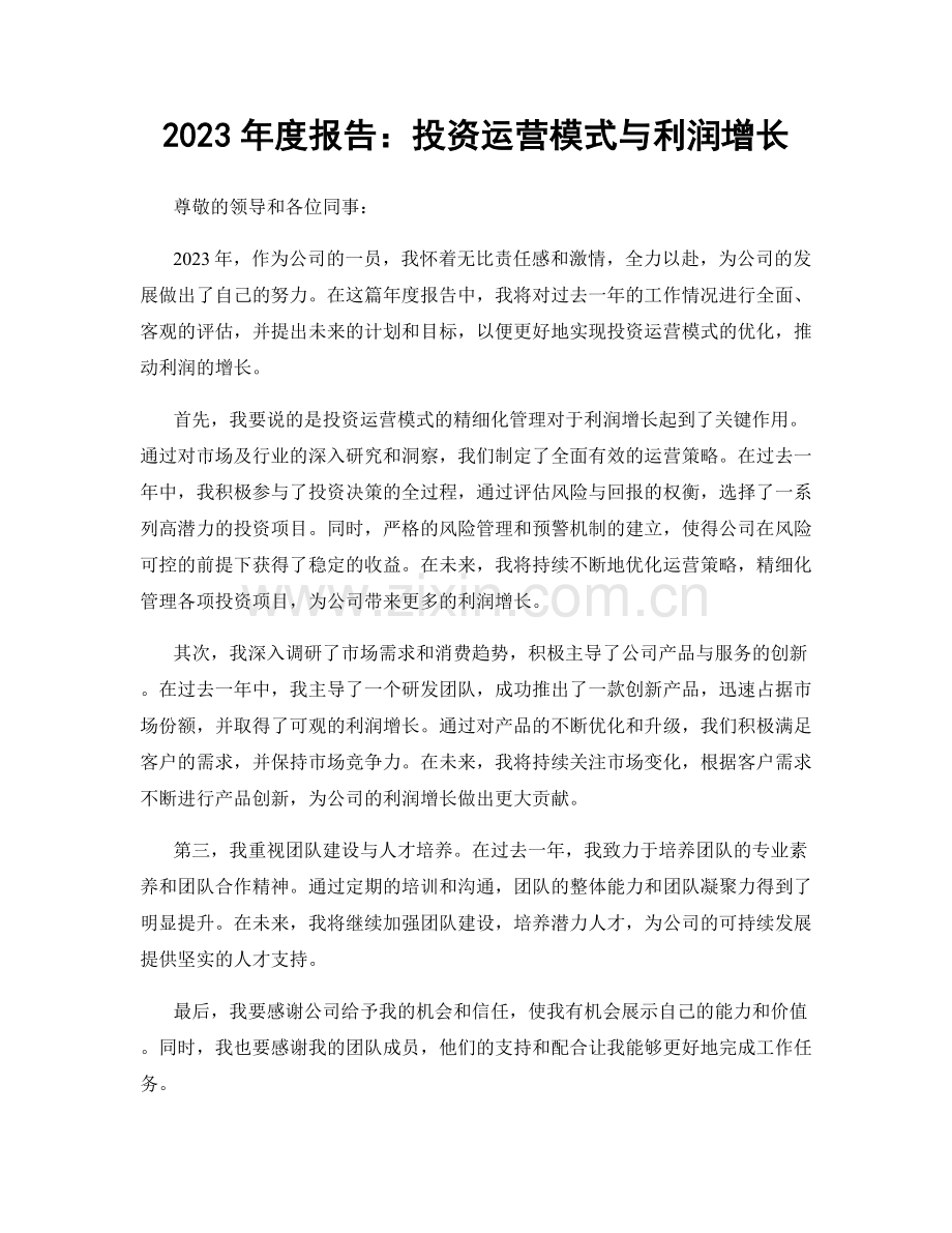 2023年度报告：投资运营模式与利润增长.docx_第1页