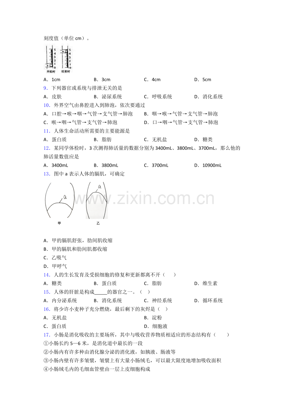 岳阳市七年级下册生物期中试题及答案解答.doc_第2页
