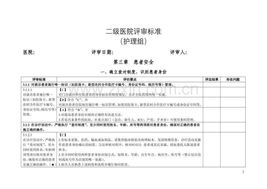 二级医院评审标准护理组考核标准资料.doc_第1页