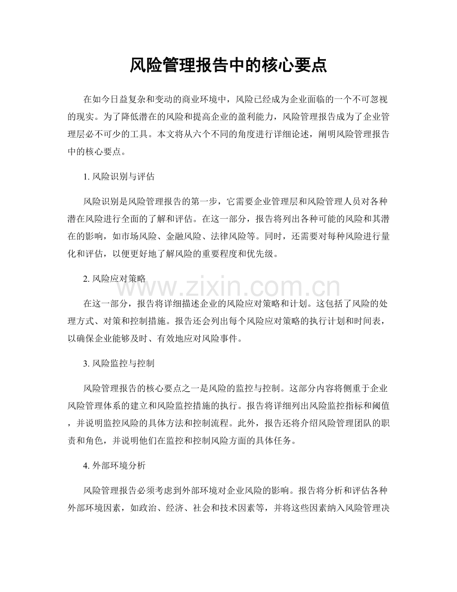 风险管理报告中的核心要点.docx_第1页