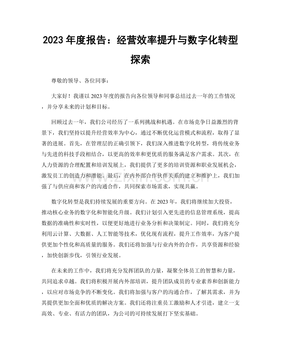 2023年度报告：经营效率提升与数字化转型探索.docx_第1页