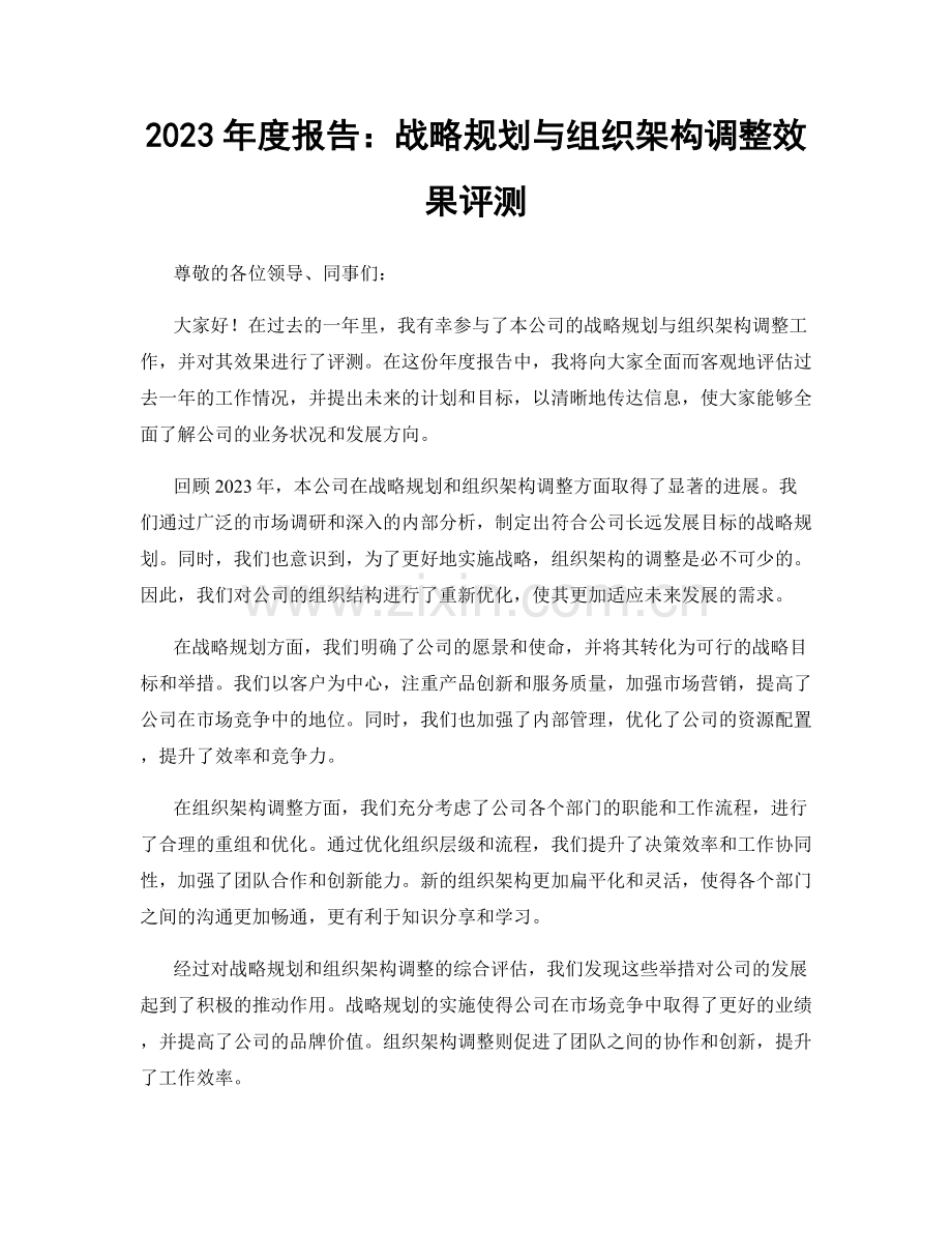 2023年度报告：战略规划与组织架构调整效果评测.docx_第1页