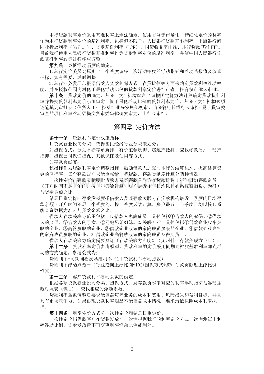 商业银行贷款利率定价管理办法(试行)模版.docx_第2页