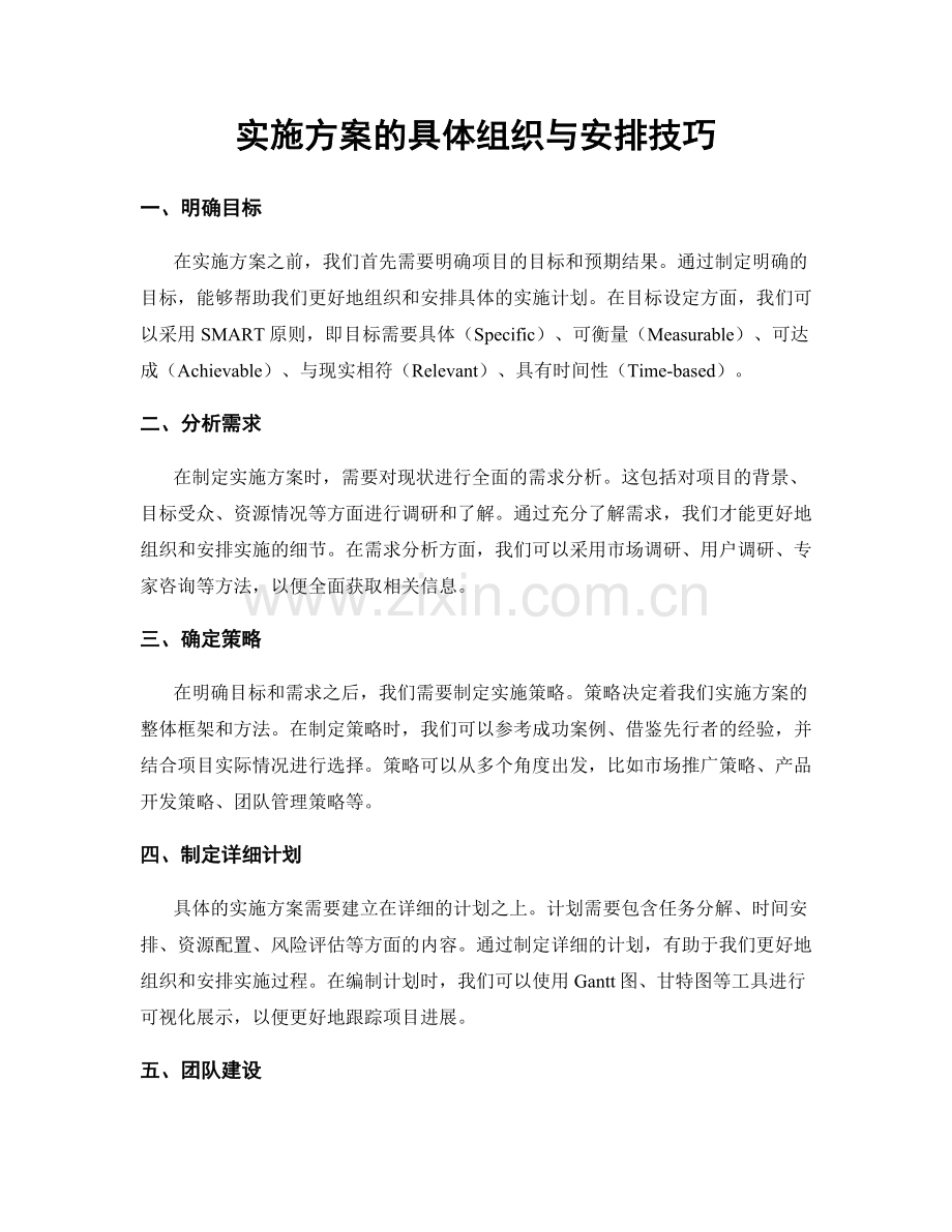 实施方案的具体组织与安排技巧.docx_第1页