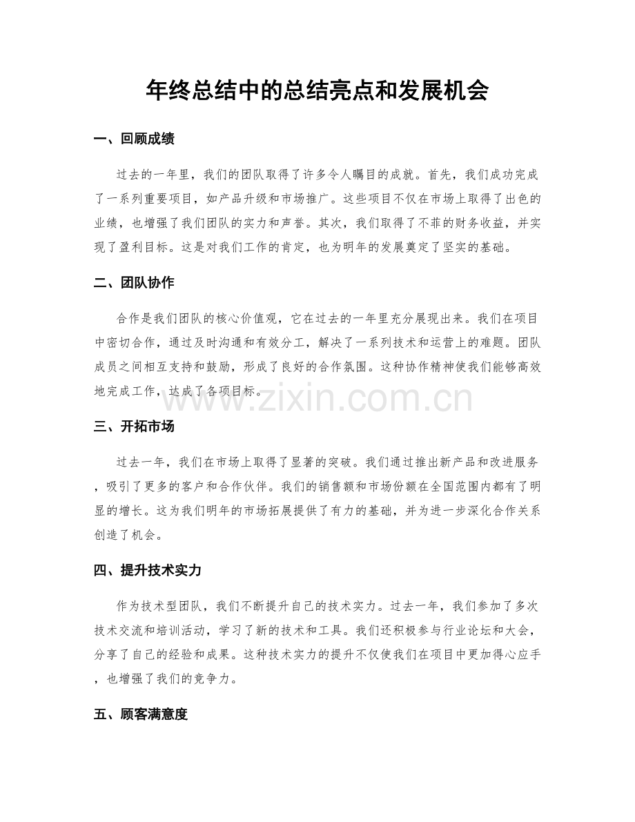 年终总结中的总结亮点和发展机会.docx_第1页