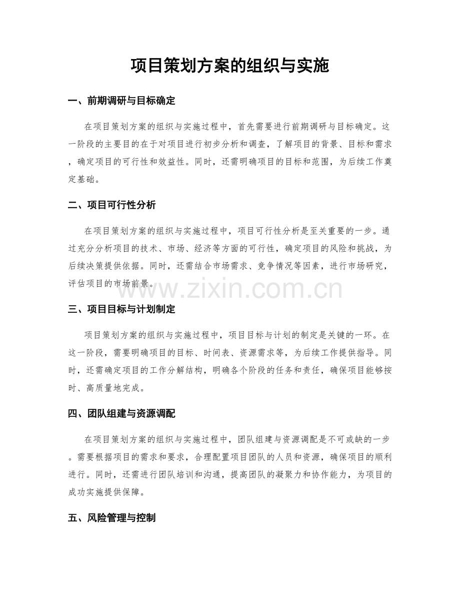 项目策划方案的组织与实施.docx_第1页