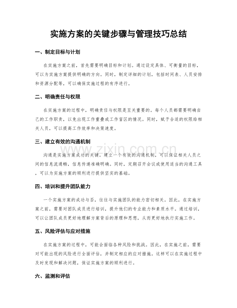 实施方案的关键步骤与管理技巧总结.docx_第1页