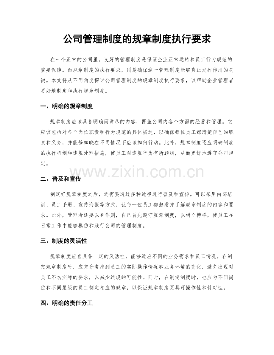 公司管理制度的规章制度执行要求.docx_第1页